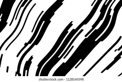 Black white background with optical effect. Curved lines. Minimal design. Zigzag, wavy pattern. Vector illustration for posters, covers, wrappers, business cards. Textured surface Abstract waves