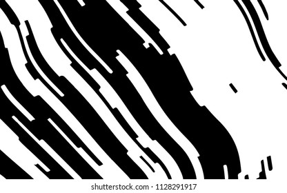 Black white background with optical effect. Curved lines. Minimal design. Zigzag, wavy pattern. Vector illustration for posters, covers, wrappers, business cards. Textured surface Abstract waves