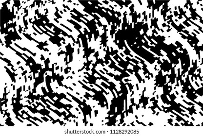 Black white background with optical effect. Curved lines. Minimal design. Zigzag, wavy pattern. Vector illustration for posters, covers, wrappers, business cards. Textured surface Abstract waves