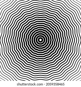 Schwarz-weißer Hintergrund. Optische Illusion. Abstrakte geometrische Vektorgrafik für Ihr Design