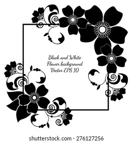 Black and white background with oriental mehndi flower. Vector EPS 10.