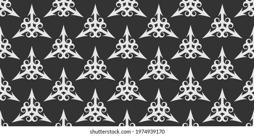 Black and white background pattern with decorative ornament. Seamless pattern, texture. Vector art