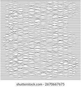 A black and white background with a pattern of horizontal wavy lines
