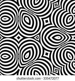 Black and White Background. Pattern With Optical Illusion. Vector Illustration.
