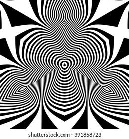 Black and White Background. Pattern With Optical Illusion. Vector Illustration.
