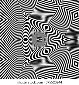 Black and White Background. Pattern With Optical Illusion. Vector Illustration.
