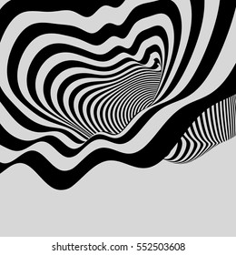 Black and White Background. Pattern With Optical Illusion. Vector Illustration.  