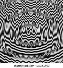 Black and White Background. Pattern With Optical Illusion. Vector Illustration.