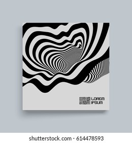 Black and White Background. Pattern With Optical Illusion. Textbook, booklet or notebook mockup. Business brochure. Cover design template. Vector Illustration. 