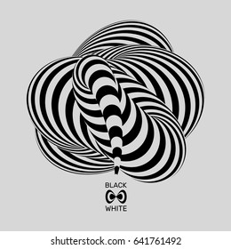 Black and white background. Pattern with optical illusion. Vector illustration.