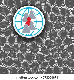 Black and white background with pattern and people icon