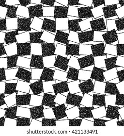 Black and white background of randomly arranged rectangles. Abstract vector monochrome background