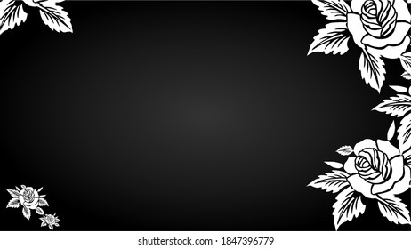 black and white background with roses