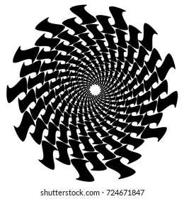 Black and white background. Spiral abstract pattern. Spiral, circle, wave