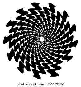 Black and white background. Spiral abstract pattern. Spiral, circle, wave
