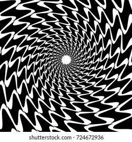 Black and white background. Spiral abstract pattern. Wave, spiral, circle.