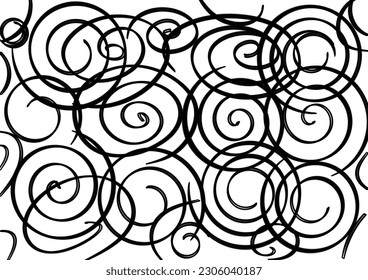 black and white background with spiral line pattern, circle spin structure abstract background 