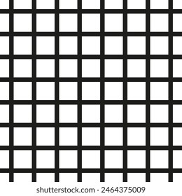Black white background of squares and intersecting stripes and lines. Checkered striped seamless repeat pattern.