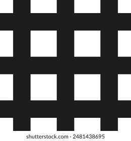 Fondo blanco negro de cuadrados y rayas y líneas que se intersectan. Patrón de repetición a rayas a cuadros sin fisuras.