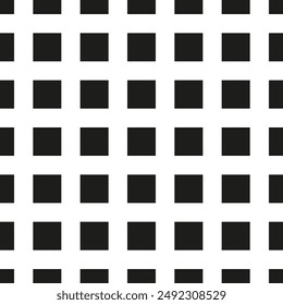 Black white background of squares and intersecting stripes and lines. Checkered striped seamless repeat pattern.