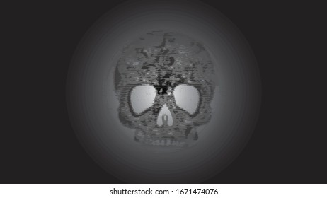 Fondo blanco y negro con un símbolo de muerte en el medio.