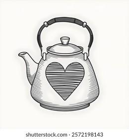 A black and White background the teapot coloring page line art