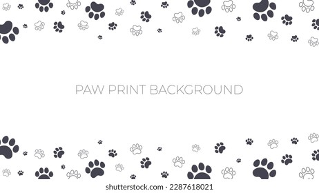 black and white background template with paw print border and copy space 