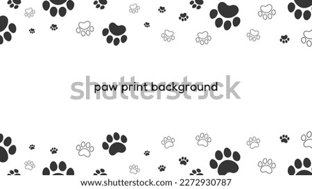 black and white background template with paw print border and copy space 
