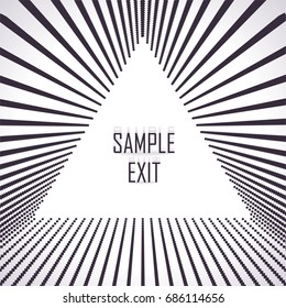 Black and white background with triangle frame. Striped backdrop with white square. Retro wallpaper. vector illustration. Geometric wallpaper. Outlook.

