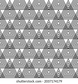 Black and white background. Triangle pattern. Geometric simple image illustration. Seamless pattern. Triangle mosaic pattern vector background. Ethnic pattern.