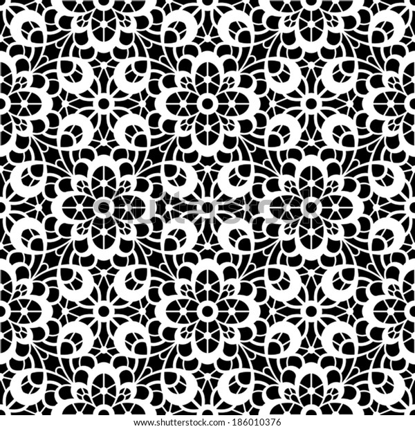 白黒の背景 ベクターレーステクスチャー レイシームレスなパターン のベクター画像素材 ロイヤリティフリー