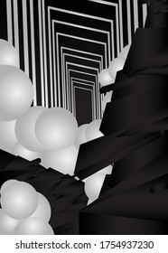 Black and white background. Vector luxury dark and light gradient geometric elements, lines and shapes.