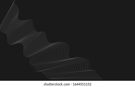 black and white background vector with wavy lines or stripes in white pattern on black in modern minimal design. eps 10