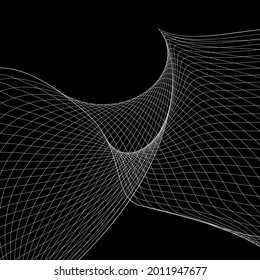 Black and white background, waves of lines, abstract wallpaper, vector design