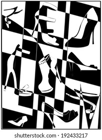 black and white background for women shoes