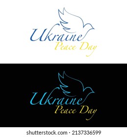 Black and white backgrounds with yellow and blue Ukraine peace day and dove abstract silhouette