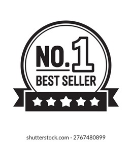 A black and white badge proclaiming no 1 best seller with star ratings