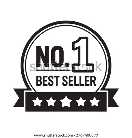 A black and white badge proclaiming no 1 best seller with star ratings