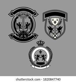 Black White Badges Embroidery Others Heraldic Stock Vector (Royalty ...