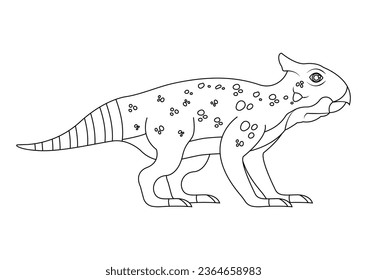 Black and White Bagaceratops Dinosaur Cartoon Character Vector. Coloring Page of a Bagaceratops Dinosaur