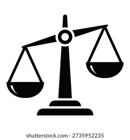 Black and white balance scale with empty pans on a pedestal base justice scales of justice de