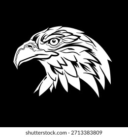 Cabeza de águila calva en blanco y negro