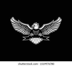 Black and white bald eagle with ribbon vector