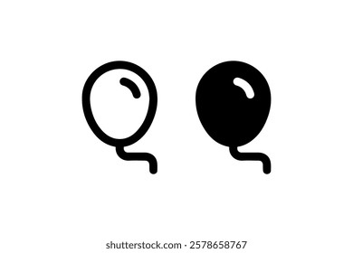 Black and White Balloon Icon Set Vector