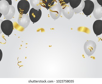 Black White Balloons Confetti Concept Design Stock Vector (Royalty Free ...