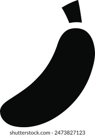 Black and white banana icon with a tail on top.