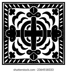Black and White Bandana, Adventure Flat Illustration