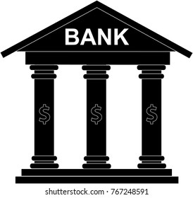 Black White Bank Financial Icon Clip Stock Vector (Royalty Free ...