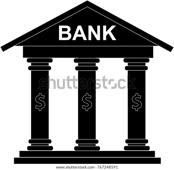 Black White Bank Financial Icon Clip Stock Vector (Royalty Free) 767248591