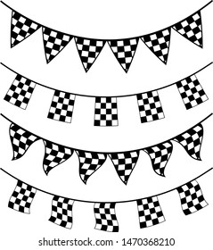 Black and white banner racing checkered flag 